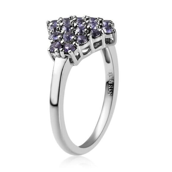 Tanzanite ✦ Violet Fire Cluster Round Cut ✦ Platinum Over 925 Ring Sz 8 NWT - Picture 4 of 7